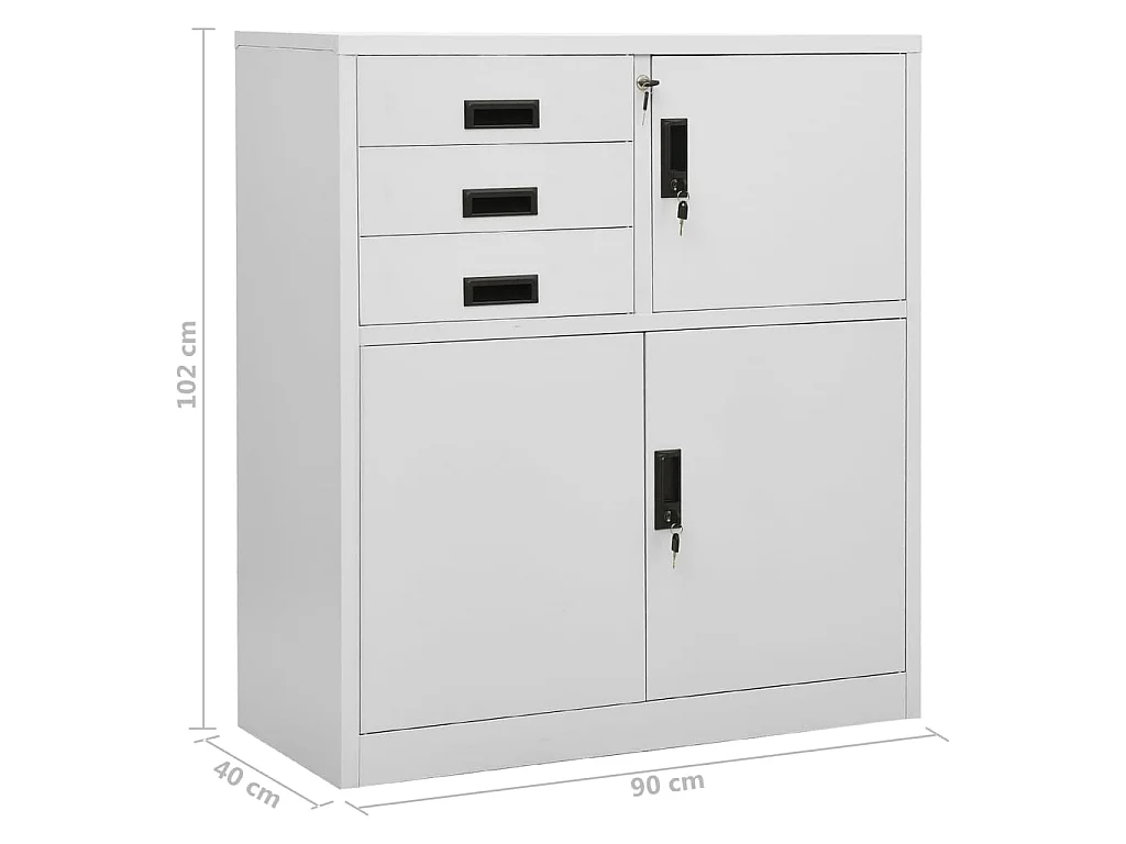 Armadio per Ufficio Grigio Chiaro 90x40x102 cm in Acciaio