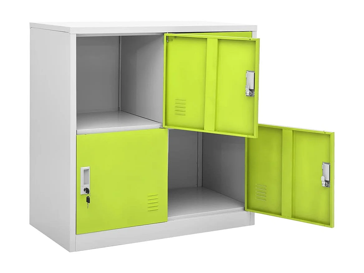 Armoire à casiers Gris clair et vert 90x45x92,5 cm Acier