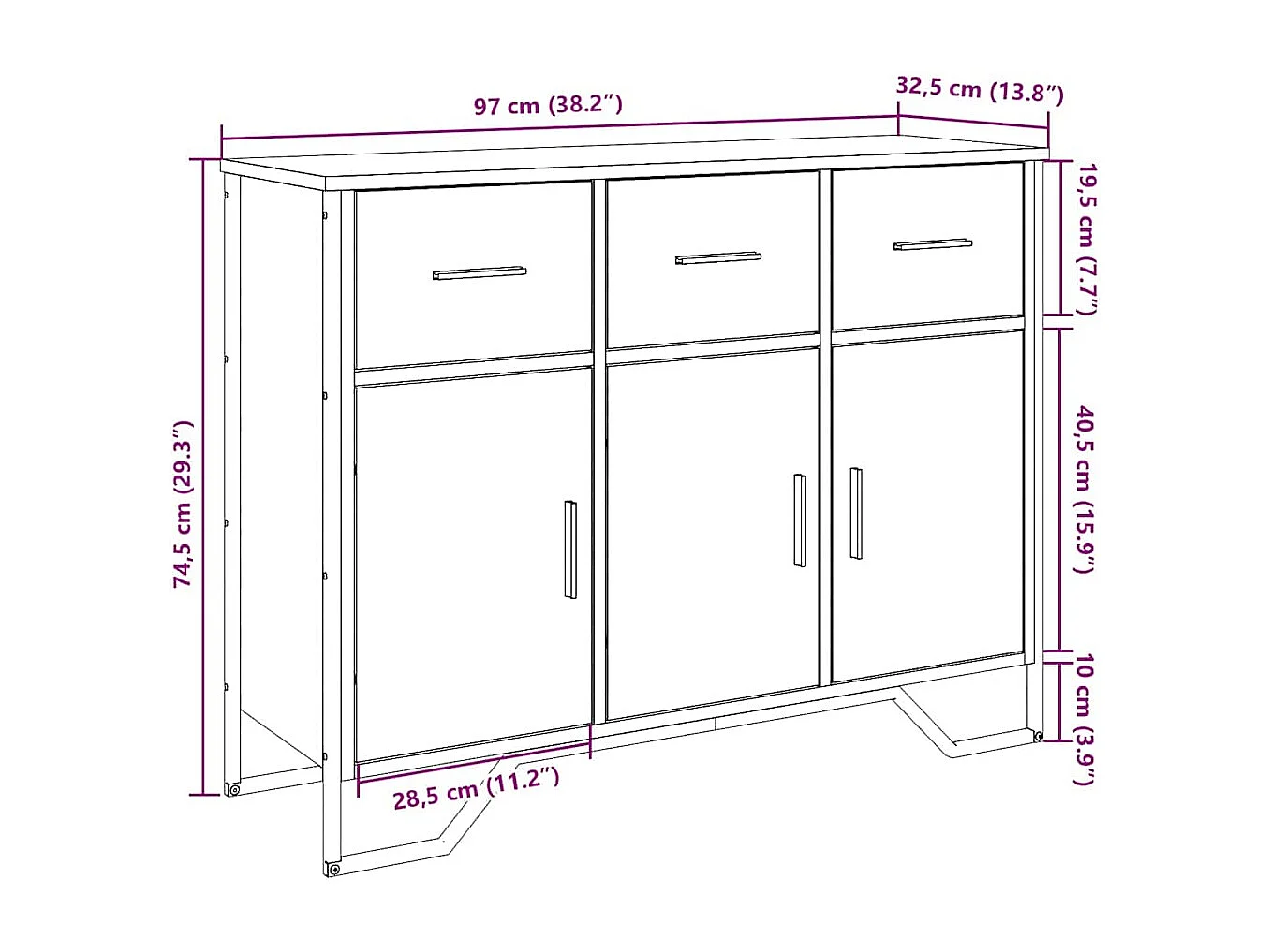 Sideboard Räuchereiche 97x32,5x74,5 cm Holzwerkstoff