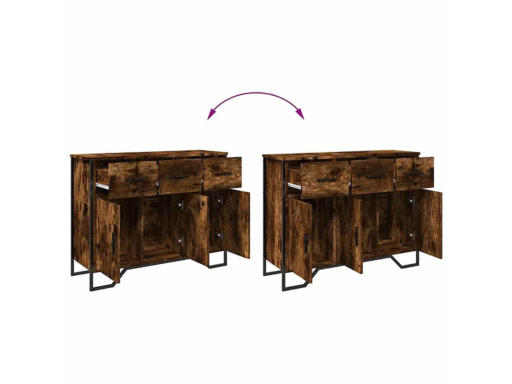 Buffet chêne fumé 97x32,5x74,5 cm bois d'ingénierie