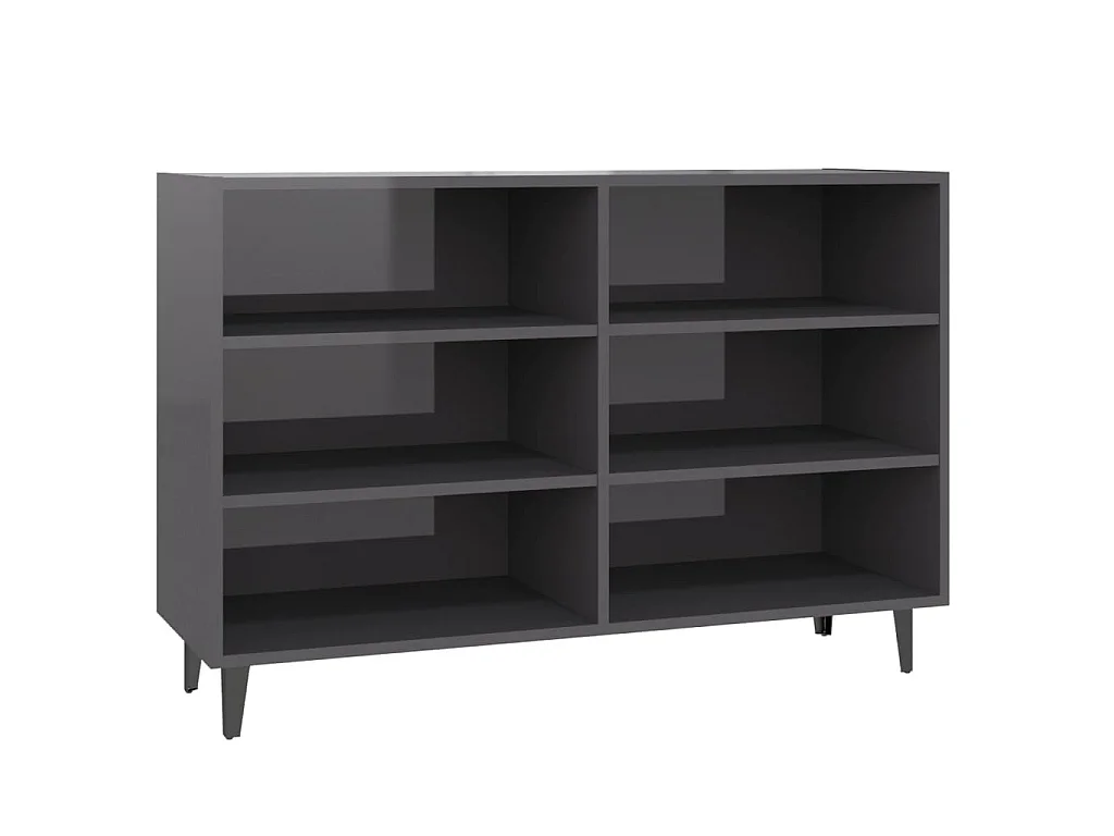 Buffet gris brillant 103,5x35x70 cm bois d'ingénierie