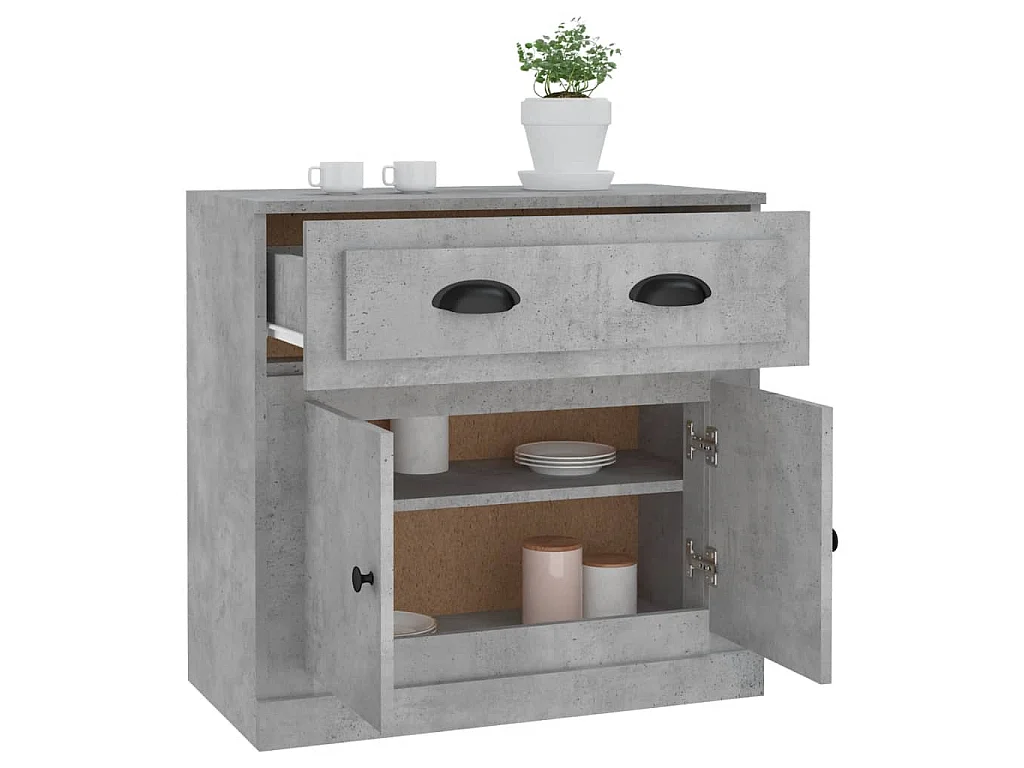 Buffet gris béton 70x35,5x67,5 cm bois d'ingénierie