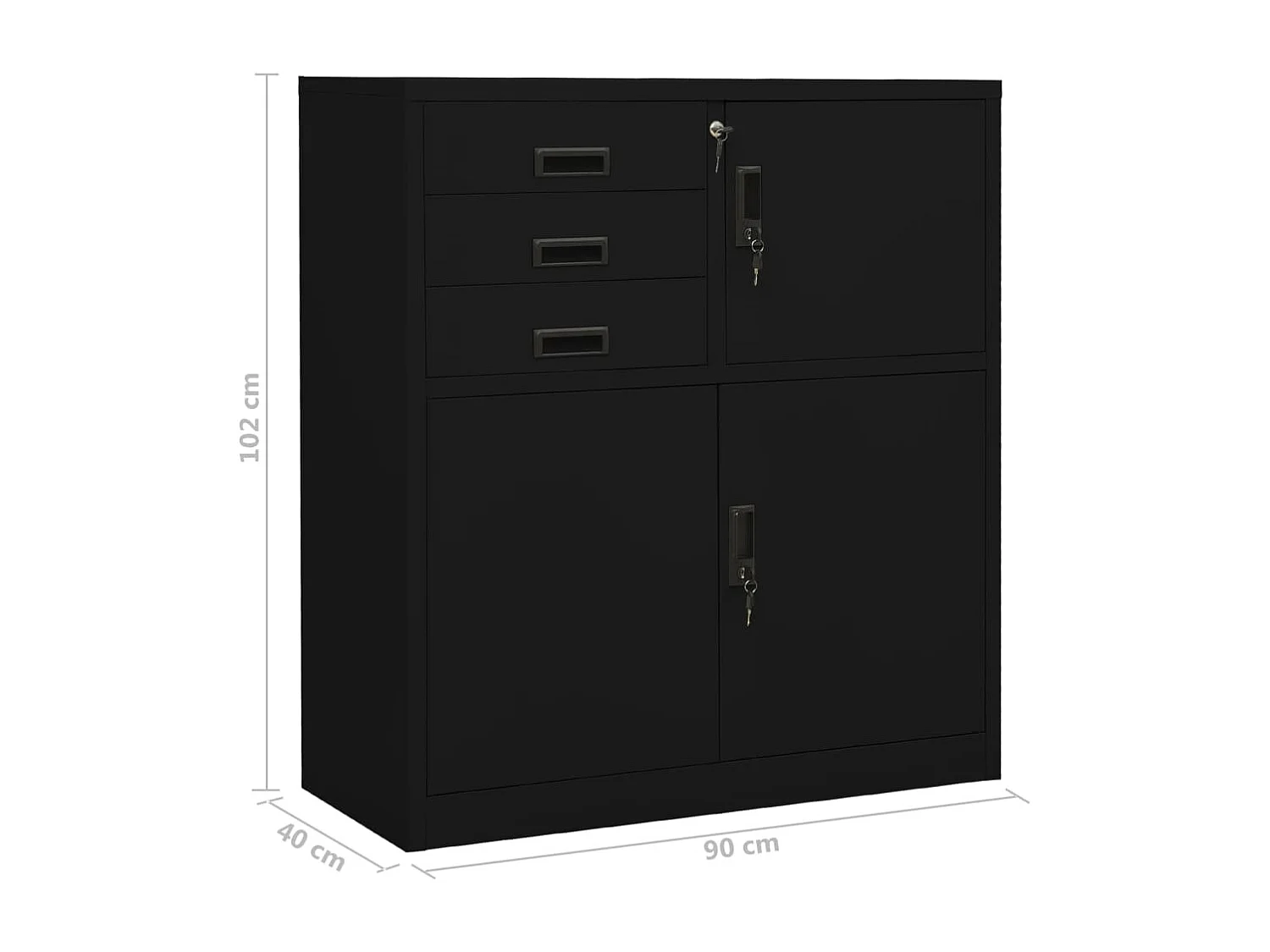 Büroschrank Schwarz 90x40x102 cm Stahl