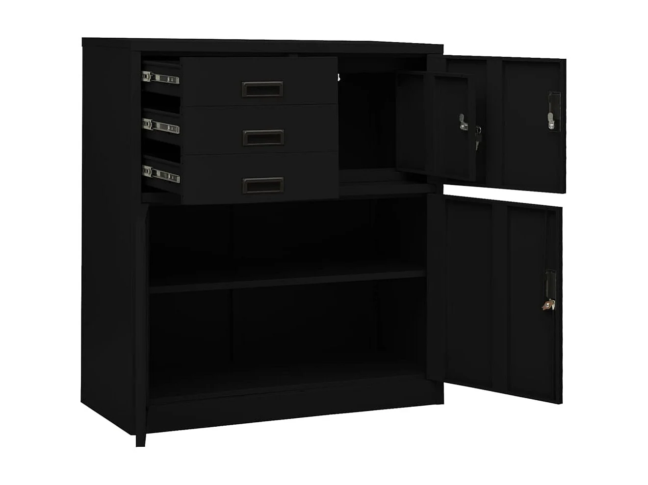 Büroschrank Schwarz 90x40x102 cm Stahl
