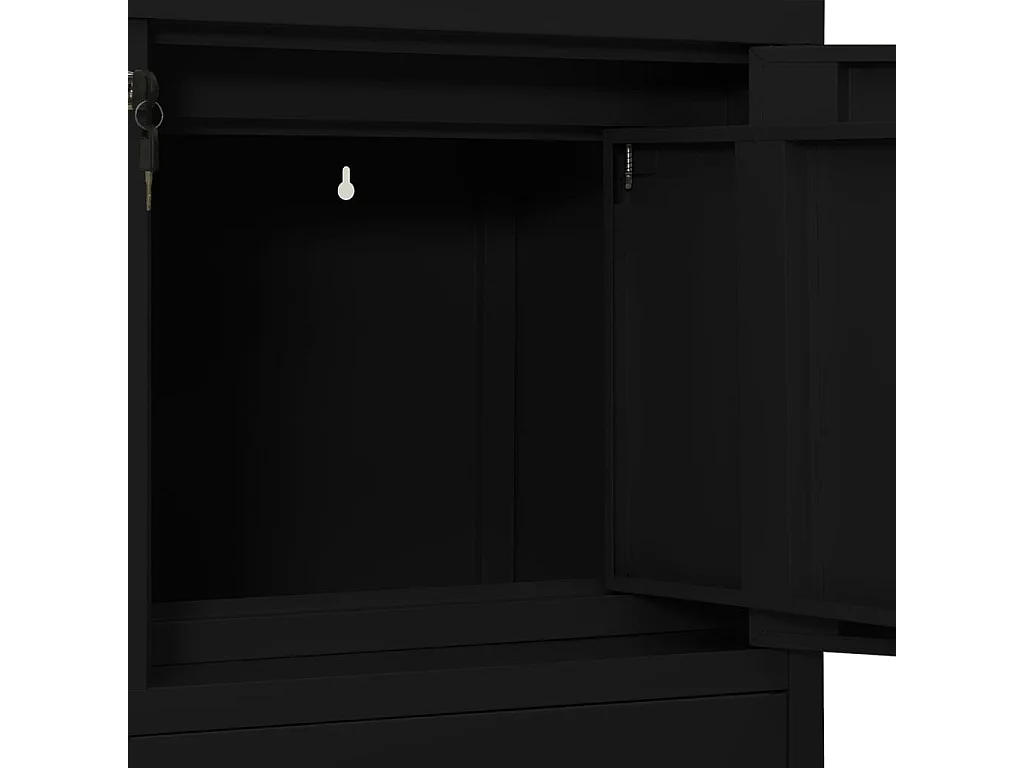 Büroschrank Schwarz 90x40x102 cm Stahl