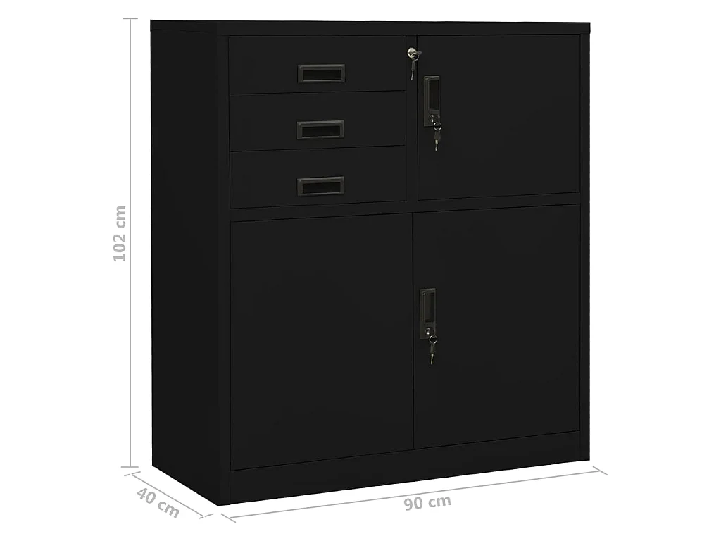 Armoire de bureau Noir 90x40x102 cm Acier
