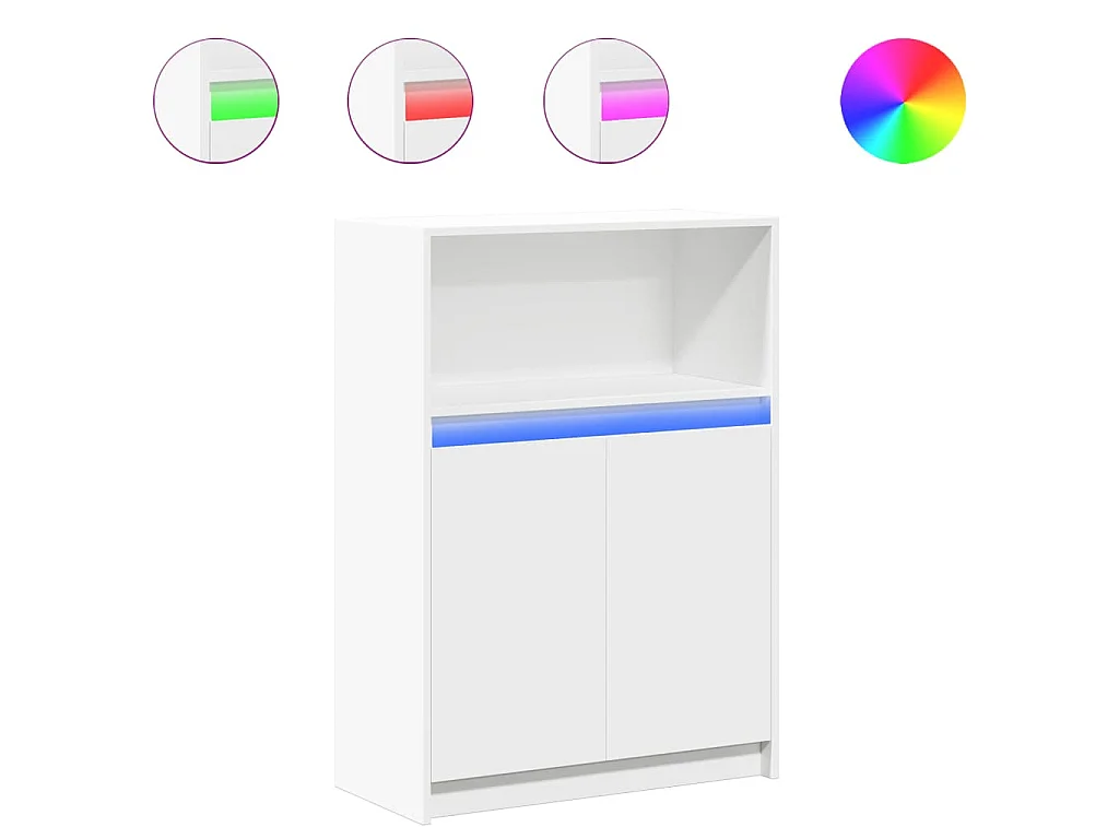 Dressoir met LED 72x34x100 cm bewerkt hout wit