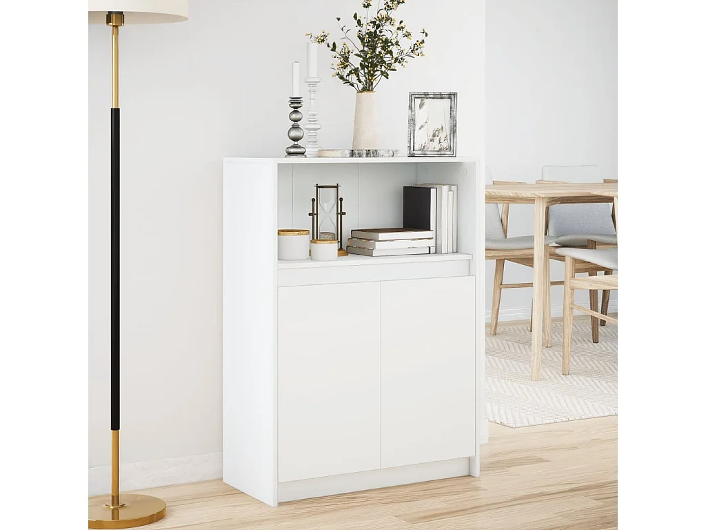 Dressoir met LED 72x34x100 cm bewerkt hout wit