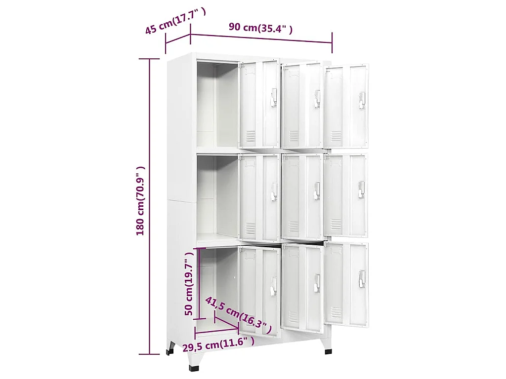 Armoire à casier avec 9 compartiments Acier 90x45x180 cm Gris