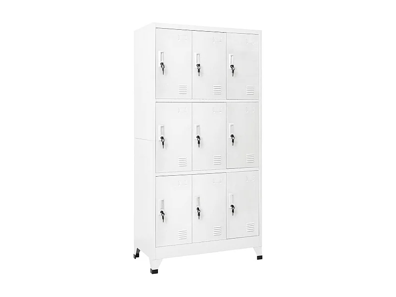 Schließfachschrank mit 9 Fächern Stahl 90x45x180 cm Grau