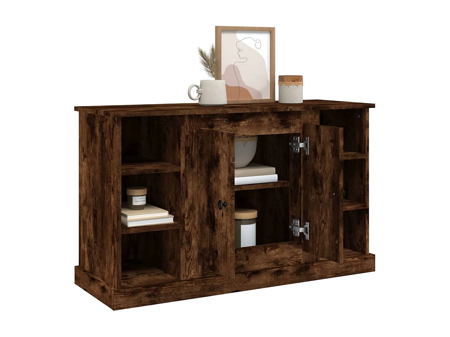 Dressoir 100x35,5x60 cm bewerkt hout gerookt eikenkleurig