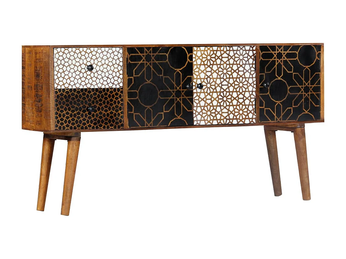Sideboard mit Druckmustern 130x30x70 cm Massivholz Mango
