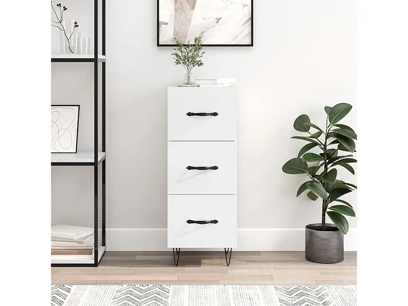 Dressoir 34,5x34x90 cm bewerkt hout hoogglans wit