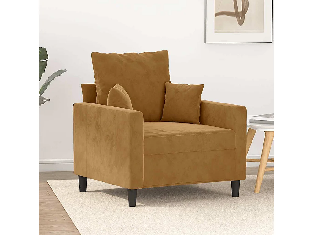 Fauteuil Marron 60 cm Velours