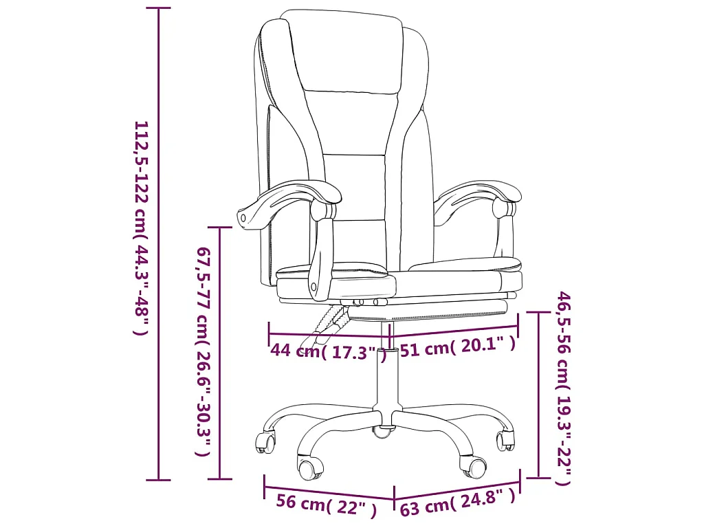 Fauteuil inclinable de bureau Rose Similicuir