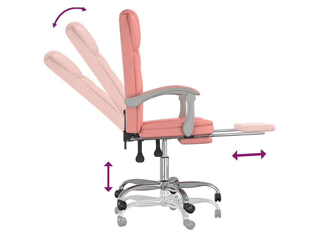 Fauteuil inclinable de bureau Rose Similicuir