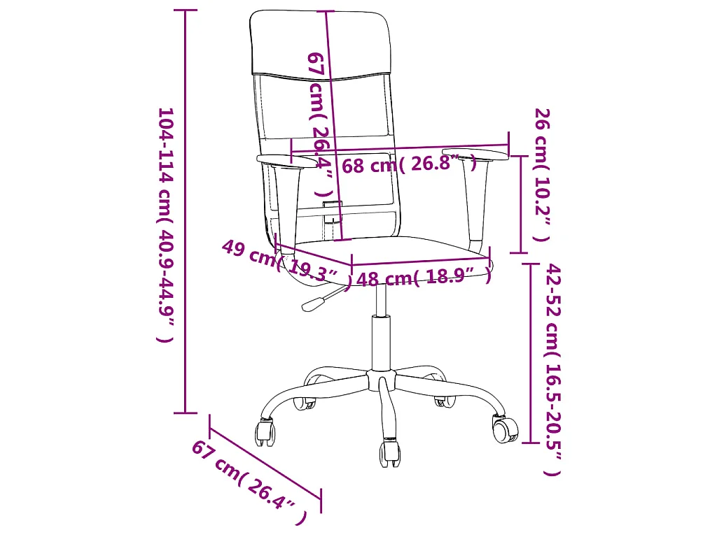 Chaise de bureau réglable en hauteur gris foncé tissu