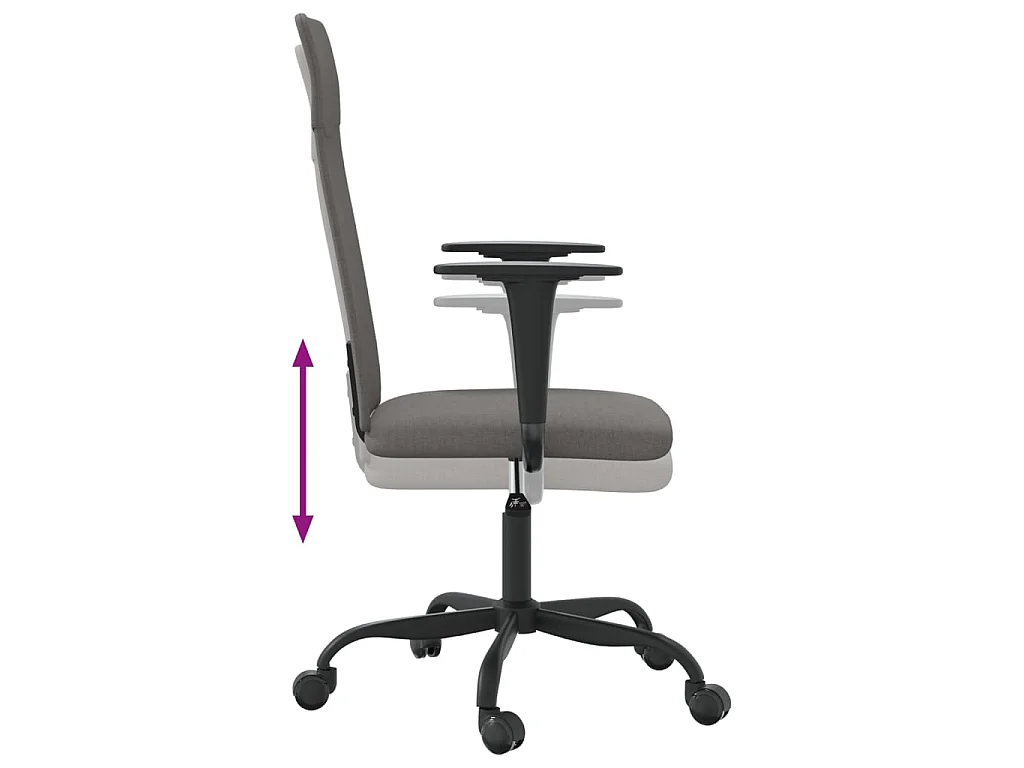 Chaise de bureau réglable en hauteur gris foncé tissu