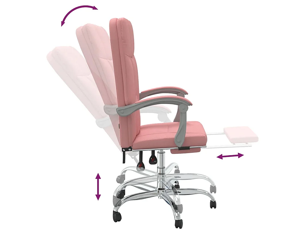 Poltrona da Ufficio Reclinabile Rosa in Similpelle