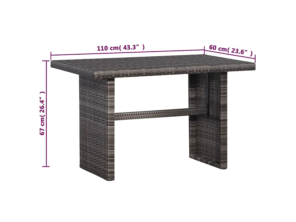 3-delige Bistroset met kussens poly rattan grijs