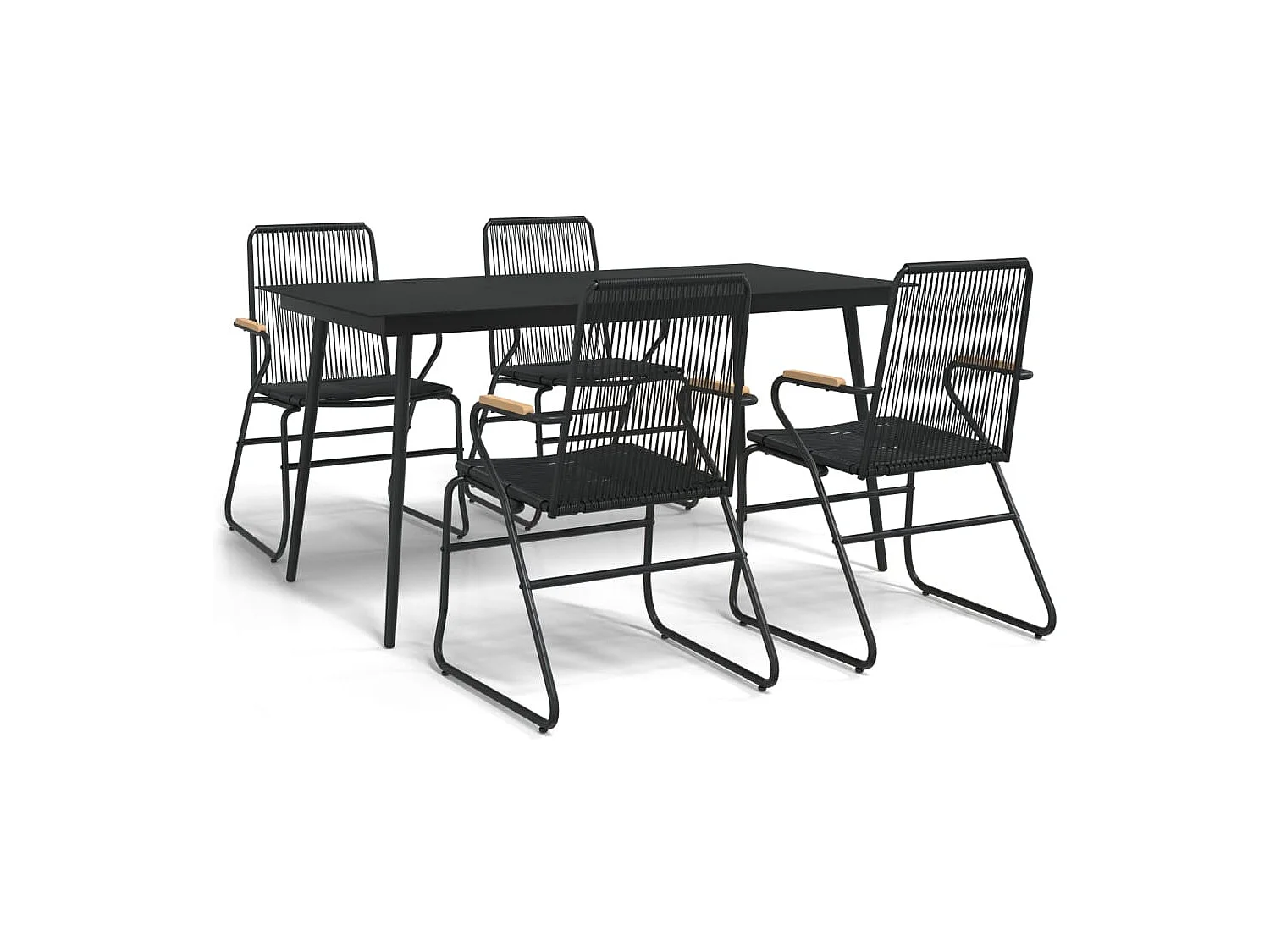 Ensemble à manger de jardin 5 pcs Noir Rotin PVC