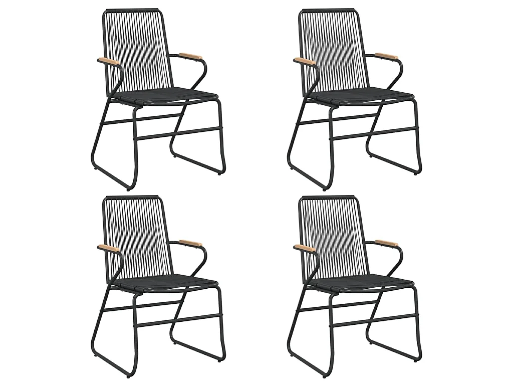 5-tlg. Garten-Essgruppe Schwarz PVC Rattan