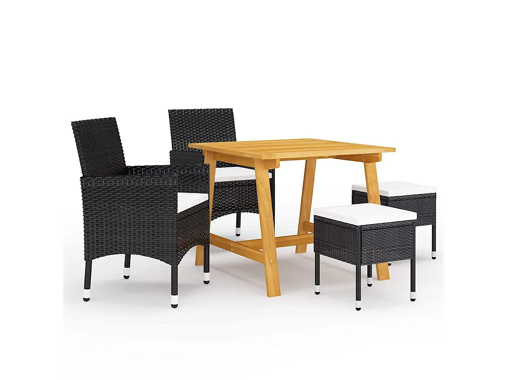 Ensemble à manger de jardin 5 pcs Noir
