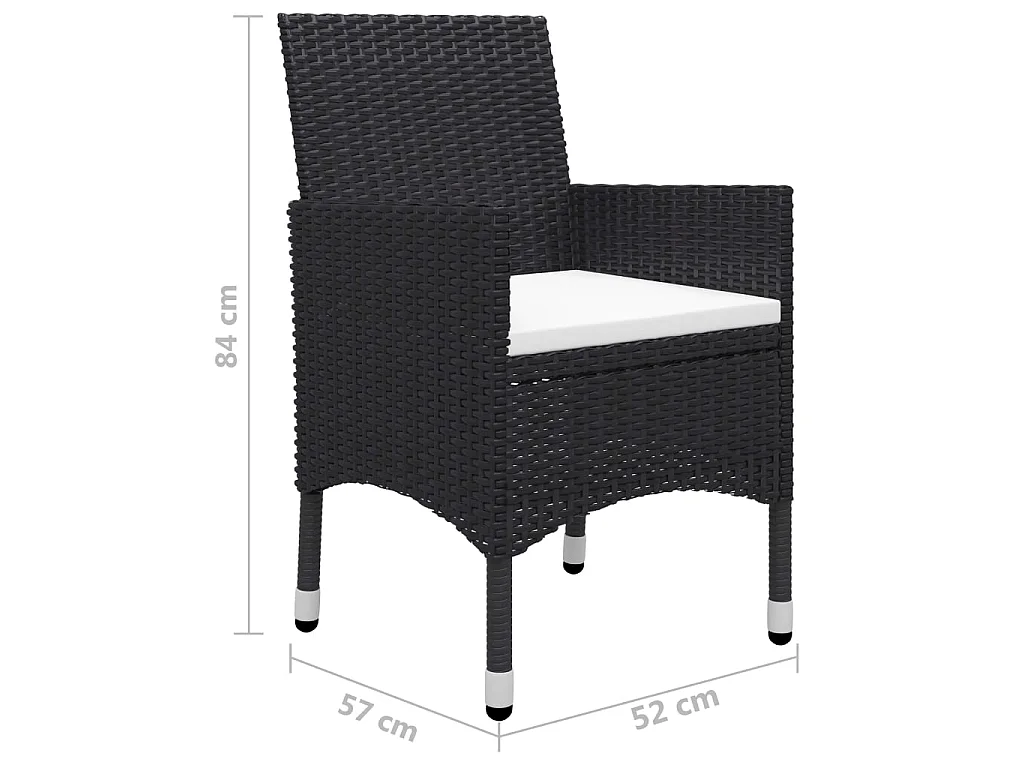 Ensemble à manger de jardin 5 pcs Noir
