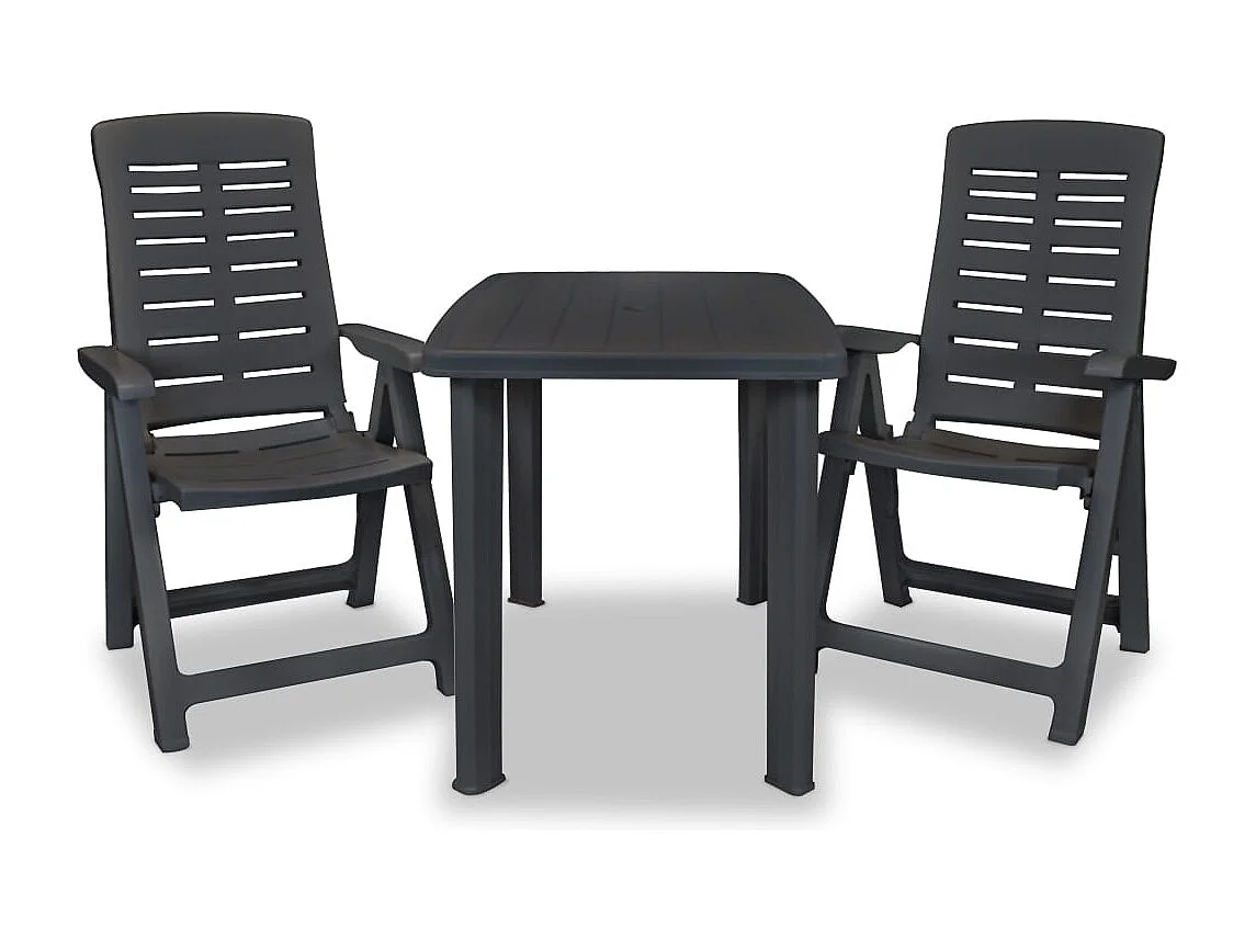 Ensemble de bistro 3 pcs Plastique Anthracite