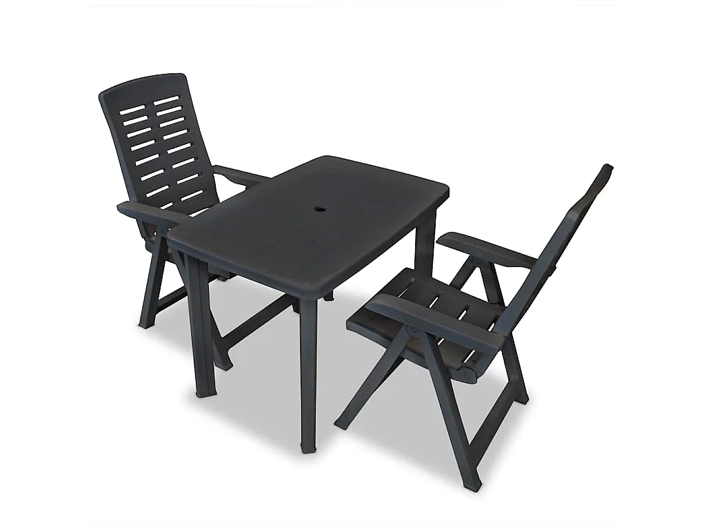 Ensemble de bistro 3 pcs Plastique Anthracite
