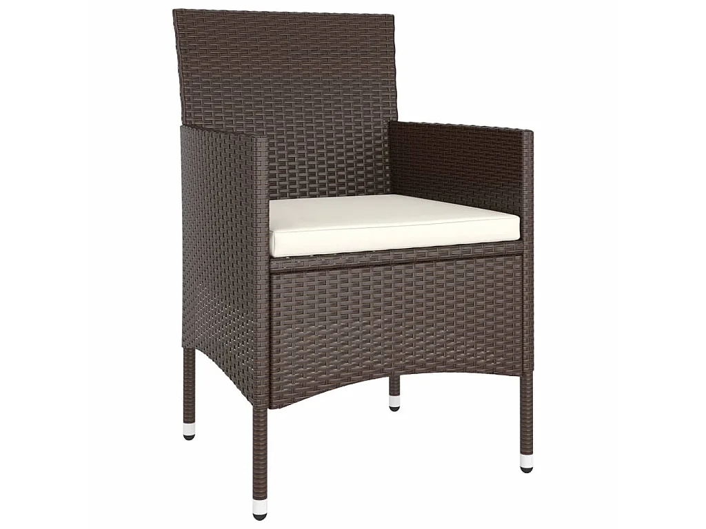 5-delige Bistroset poly rattan en gehard glas bruin