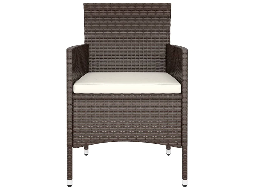 5-delige Bistroset poly rattan en gehard glas bruin