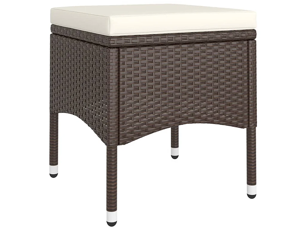5-delige Bistroset poly rattan en gehard glas bruin