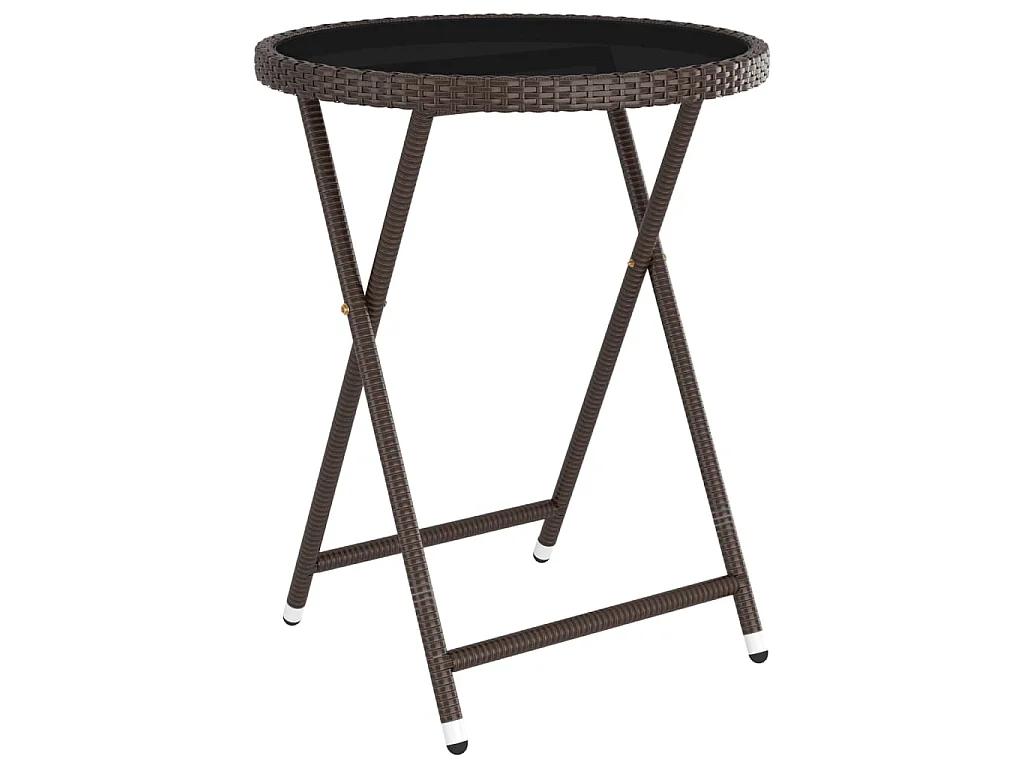 5-delige Bistroset poly rattan en gehard glas bruin
