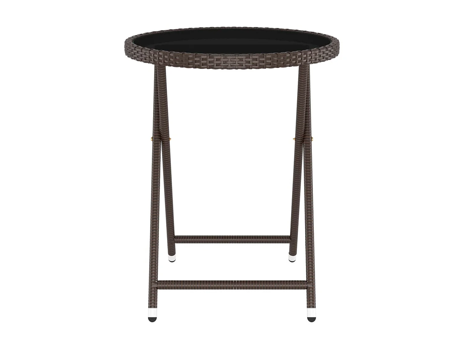 5-delige Bistroset poly rattan en gehard glas bruin