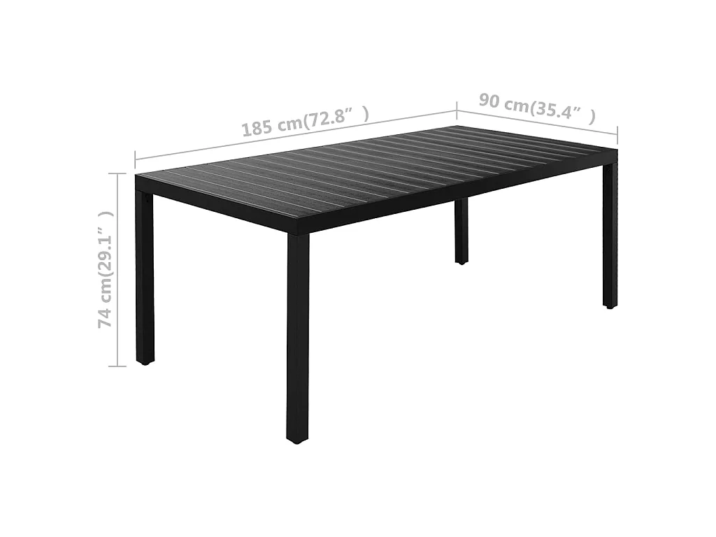 7 pcs conjunto de jantar para jardim preto e castanho