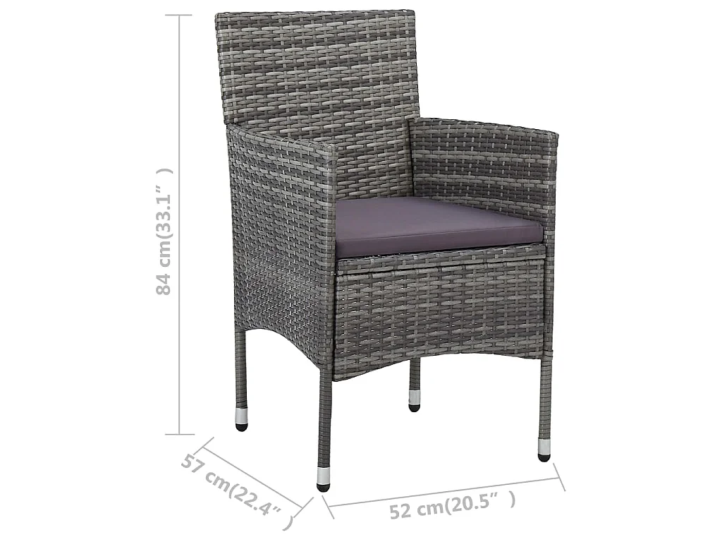 Ensemble à manger de jardin 11 pcs résine tressée gris