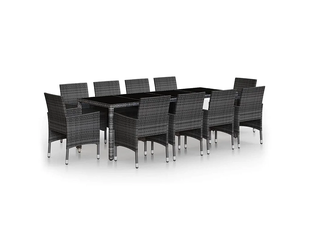 Ensemble à manger de jardin 11 pcs résine tressée gris