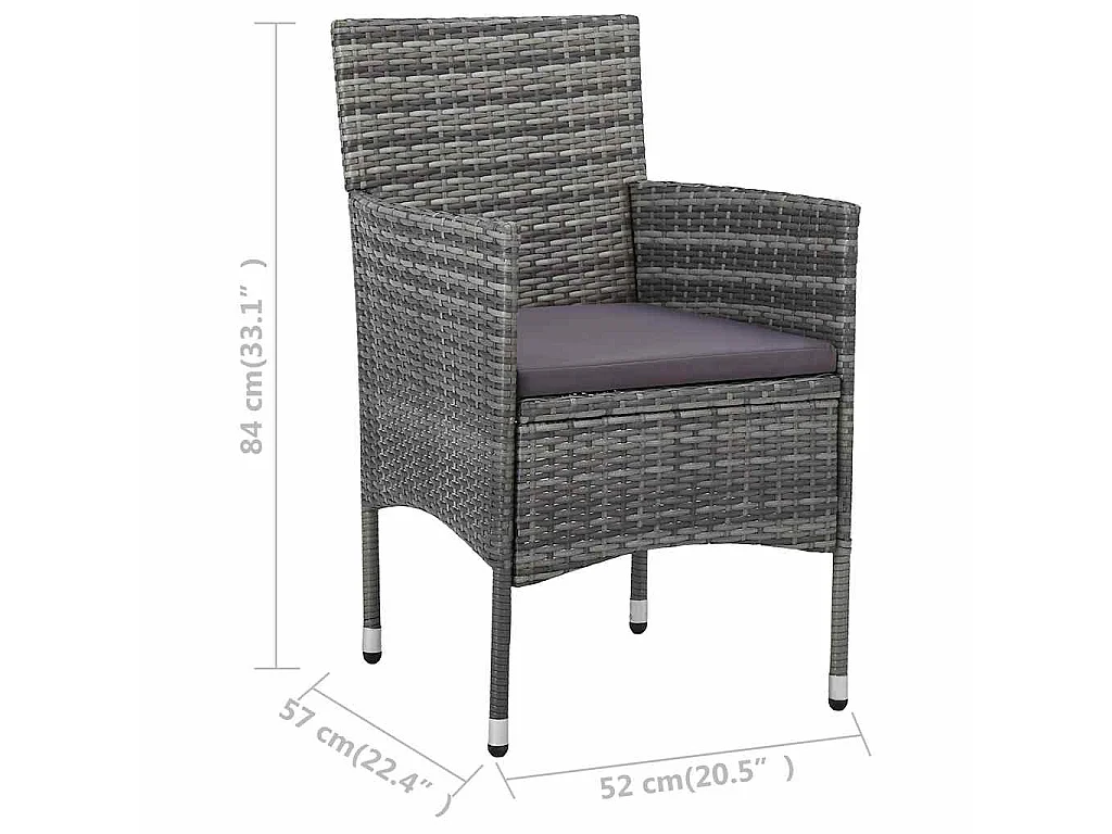 Ensemble à manger de jardin 11 pcs résine tressée gris