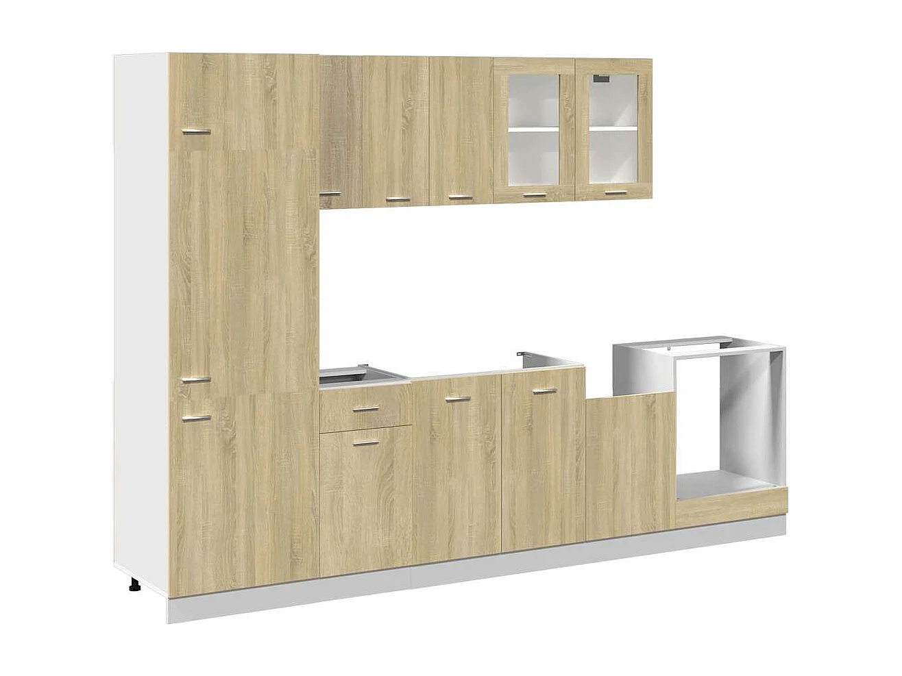 Ensemble de 8 meubles de cuisine "Lyon" en chêne Sonoma