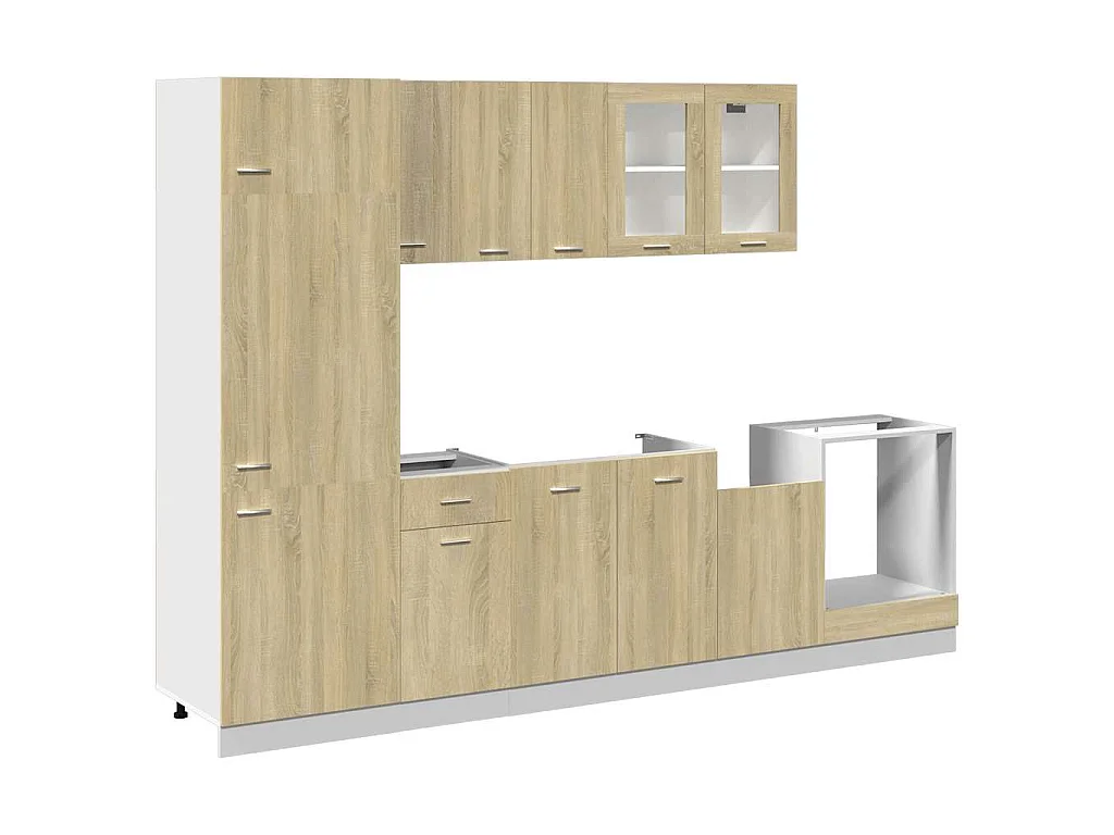 Ensemble de 8 meubles de cuisine "Lyon" en chêne Sonoma