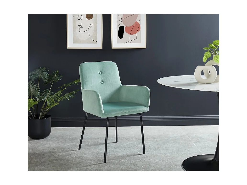 Chaise en velours PIA coloris vert amande