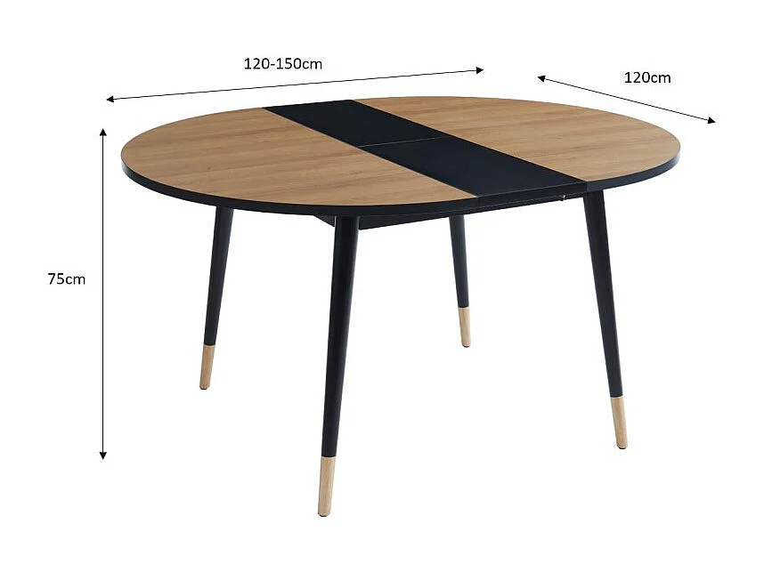 Table extensible CAVALLO effet chêne 120 à 150cm