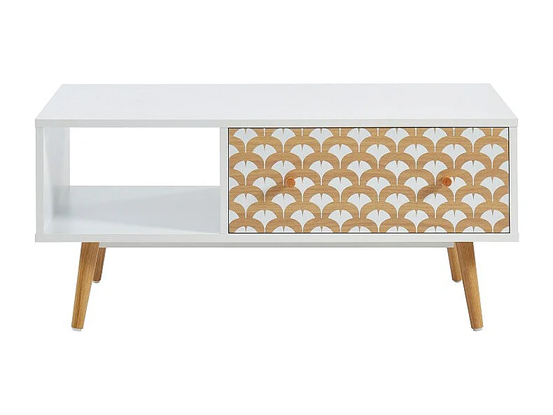 Table basse UTAH coloris blanc et effet bois