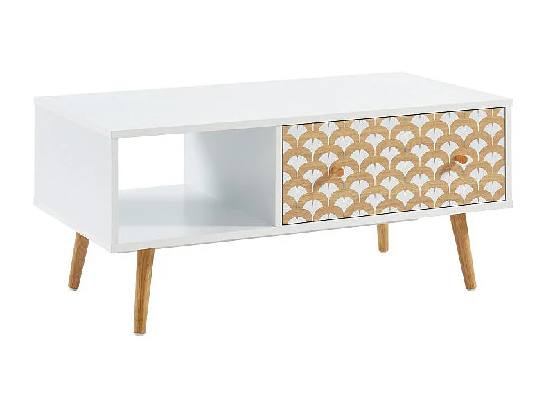 Table basse UTAH coloris blanc et effet bois