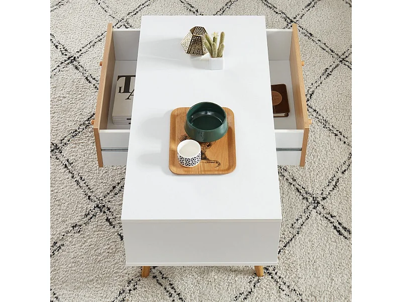 Table basse UTAH coloris blanc et effet bois