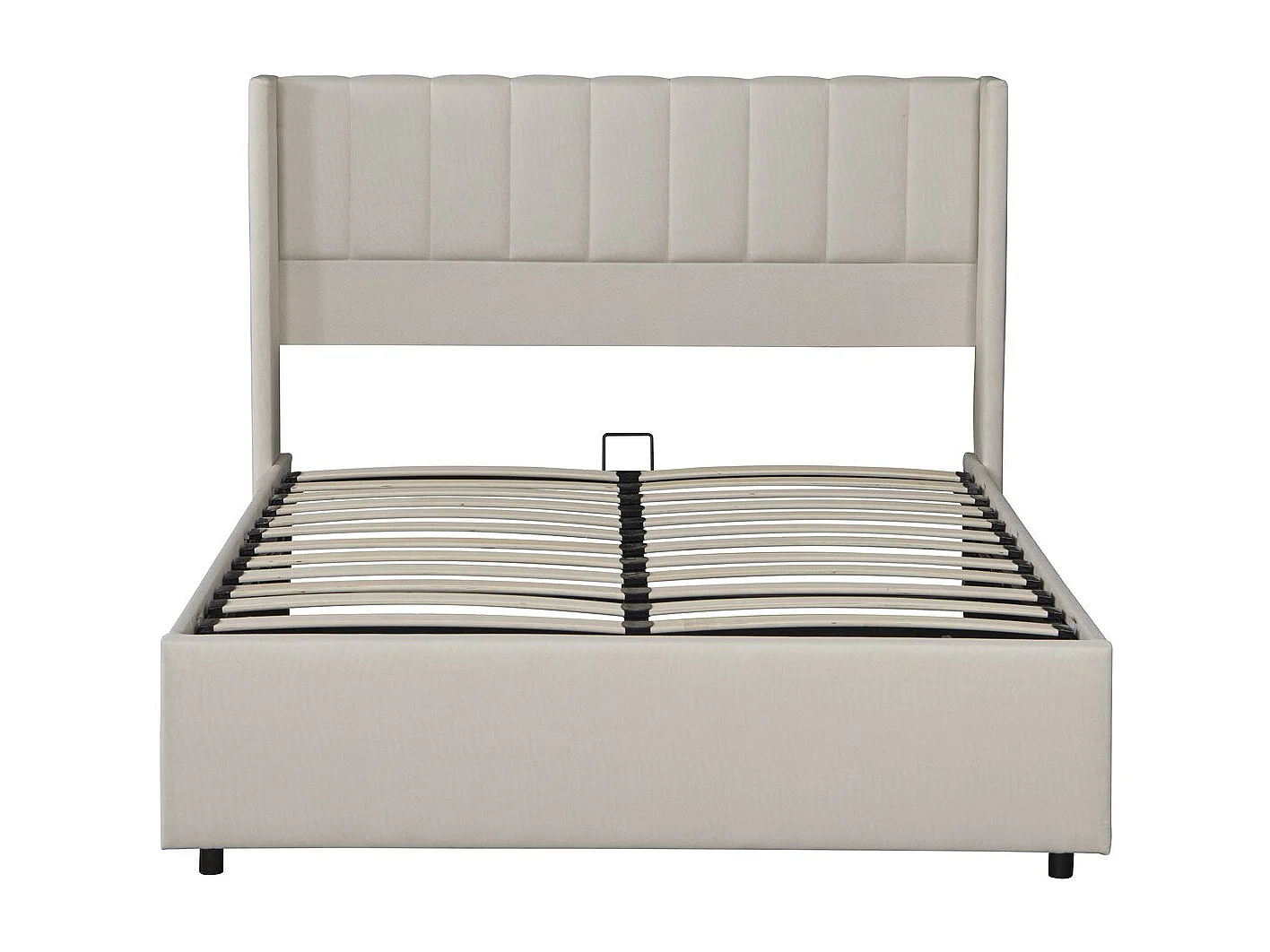 Lit double en lin avec coffre "Saint-Moritz" - 160 x 200 cm - Beige