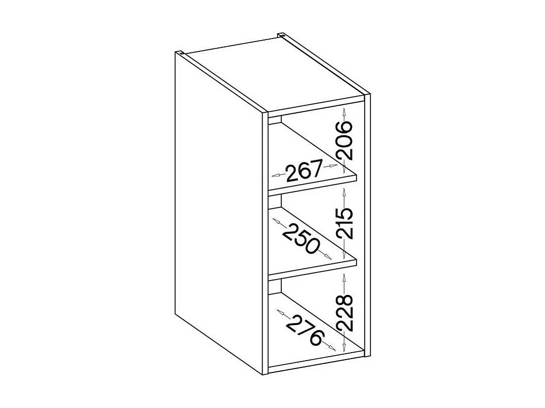 Hängeschrank MODENA 30 cm Artisan-Eiche und matt Schwarz mit LED, Soft-Close Flügeltür, optimierter Stauraum