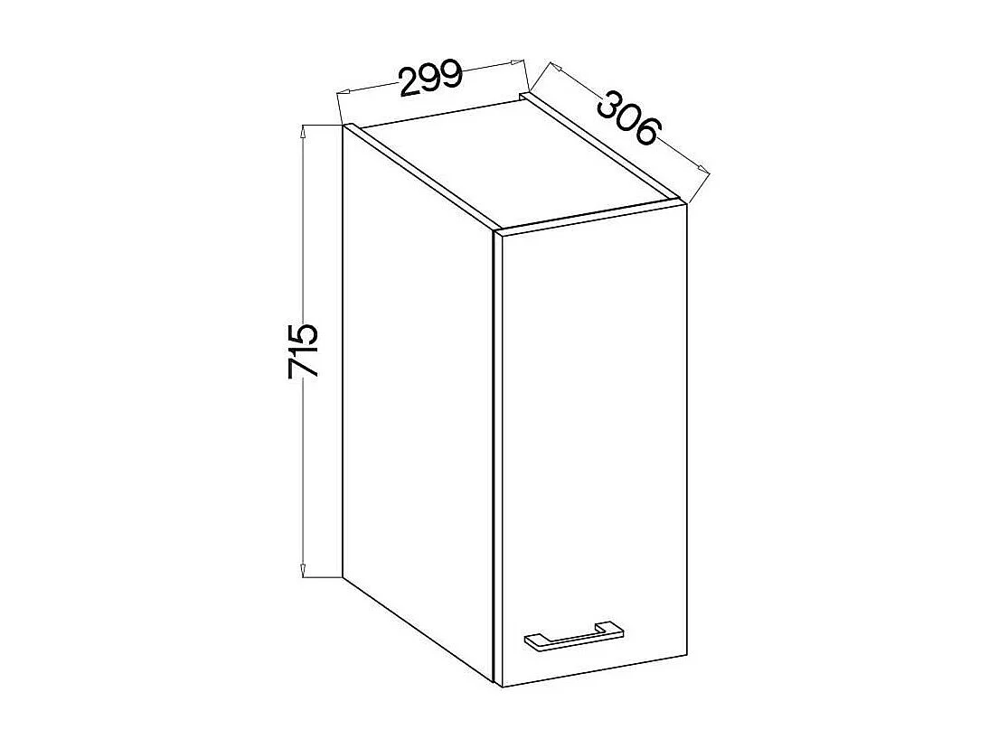 Hängeschrank MODENA 30 cm Artisan-Eiche und matt Schwarz mit LED, Soft-Close Flügeltür, optimierter Stauraum