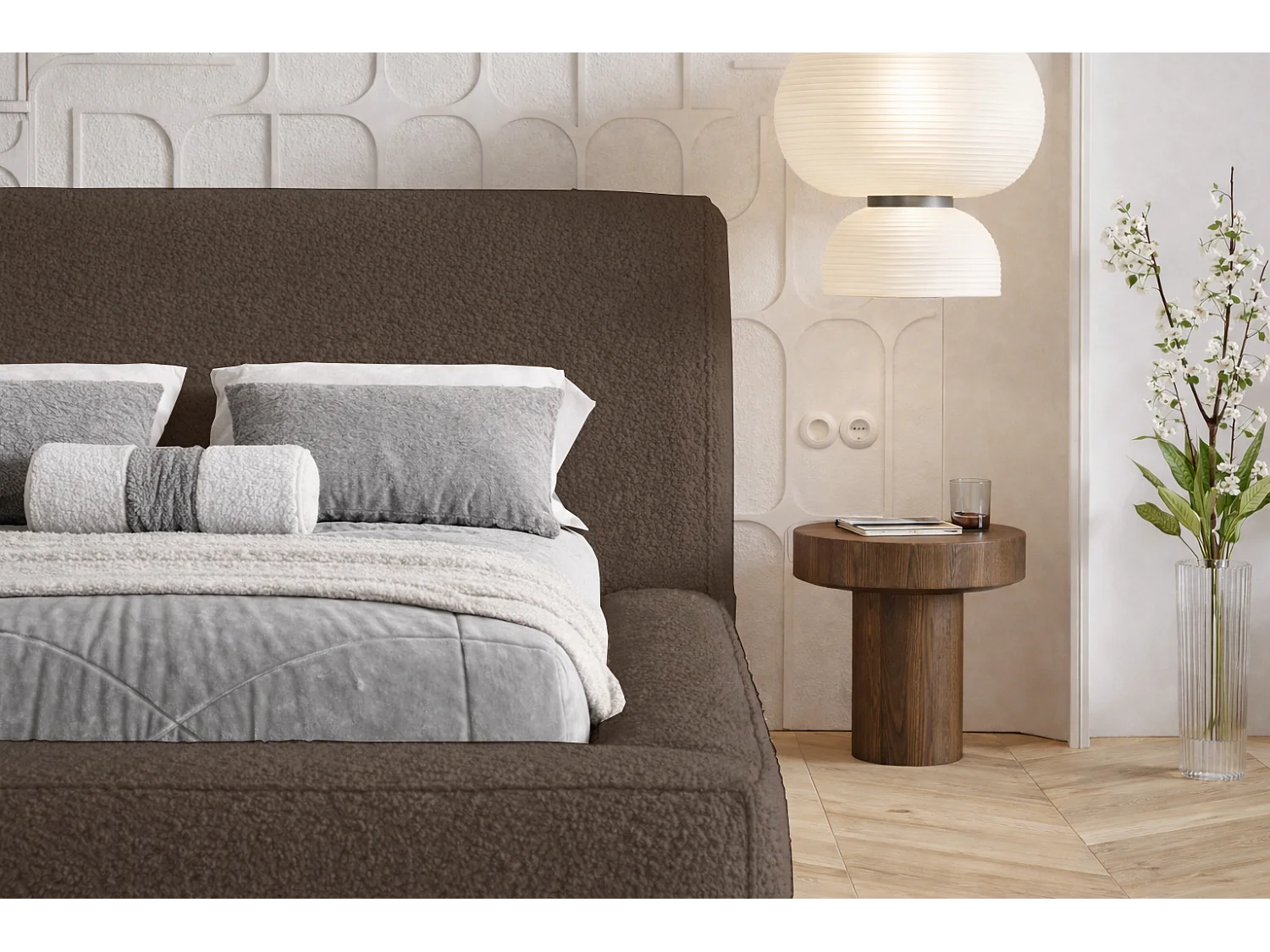 Polsterbett 160x200 Karano mit Bettkasten - Metall-Lattenrost, Samtstoff - Braun (Catch Me 6)